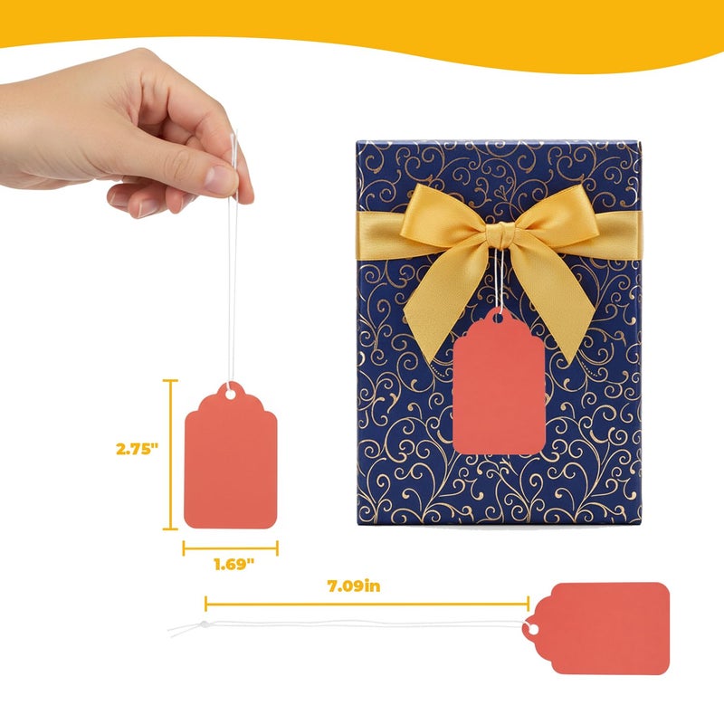 Brothersbox Red Price Tags 300pcs, Tag with Strings Attached Matte Surface Marking Merchandise Hang Tag Labels for Christmas Gift Jewelry Clothing Garage Yard Rummage Sale Supplies 1.69 x 2.75 inch - Image 2